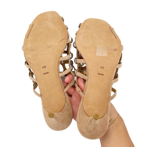 Alexander Wang Tan Caged Studded Heels Sz 40 - Picture 6 of 9